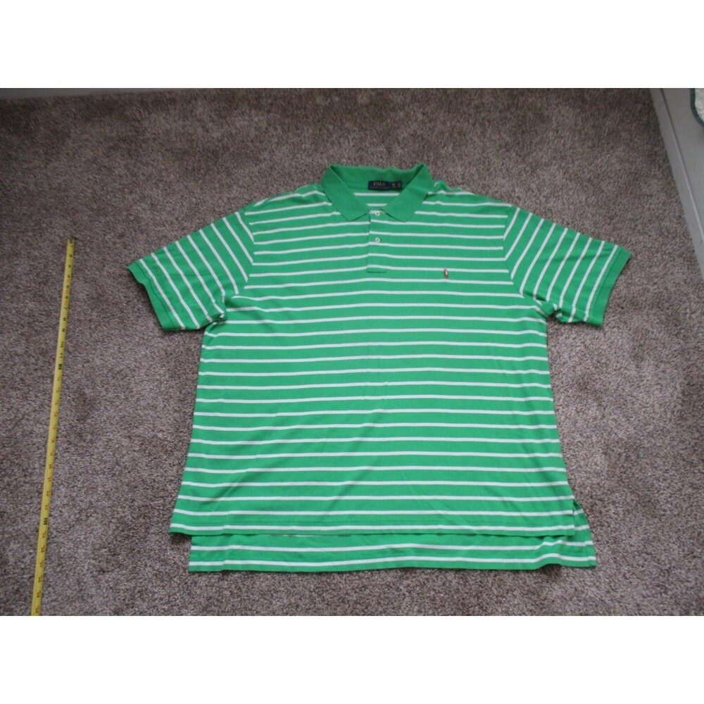 Polo Ralph Lauren Men's Green/White Striped Short Sleeve Polo Shirt 4XB